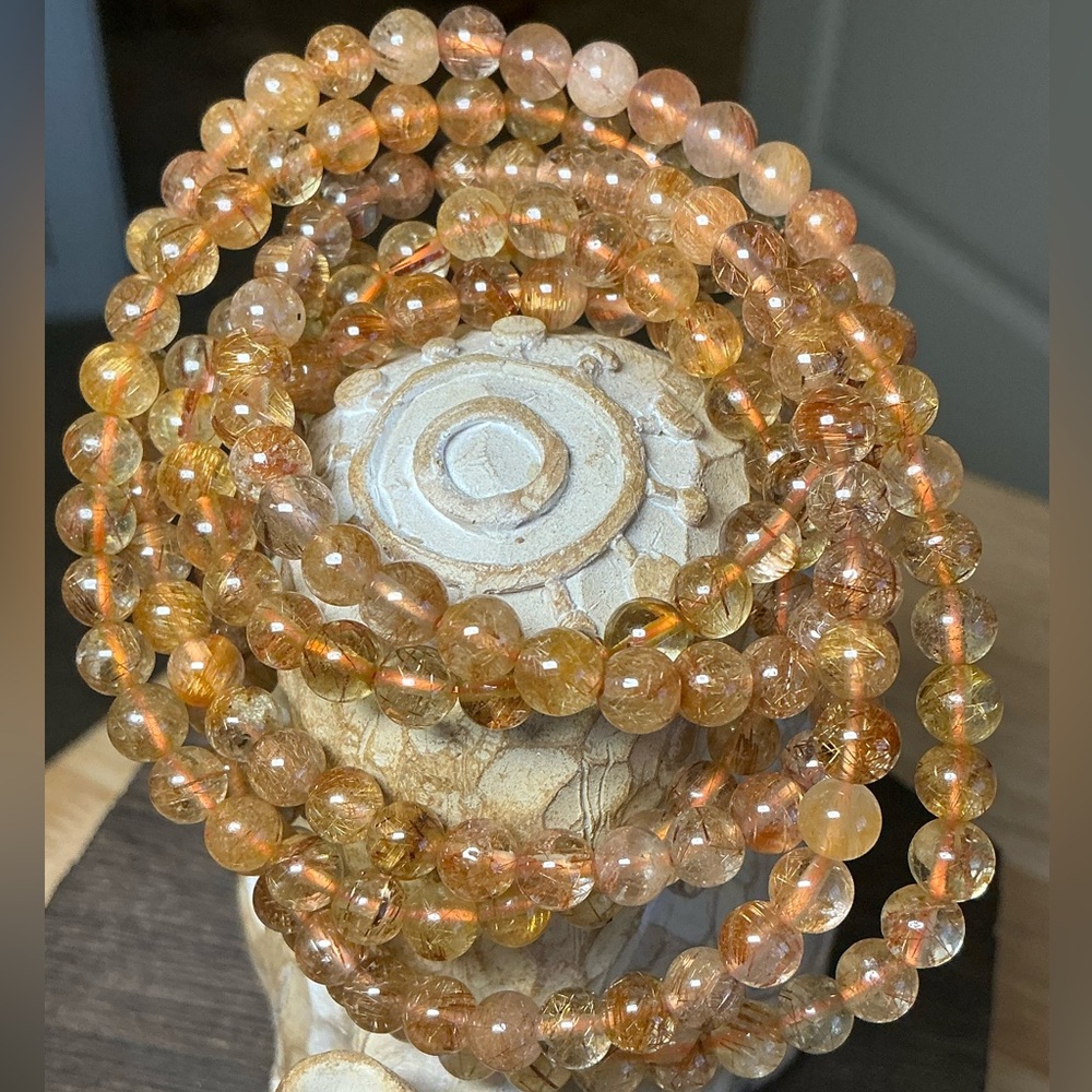 Gold Rutilated Quartz 5.6mm *price is for one - Picture 3 of 6